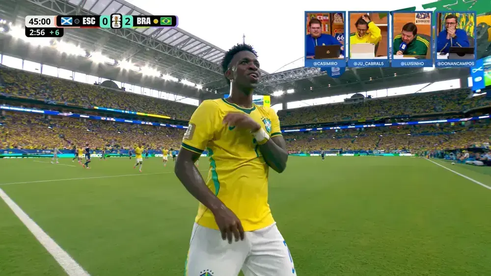 Vini Jr. marca duas vezes e Brasil vence Escócia no Mundial